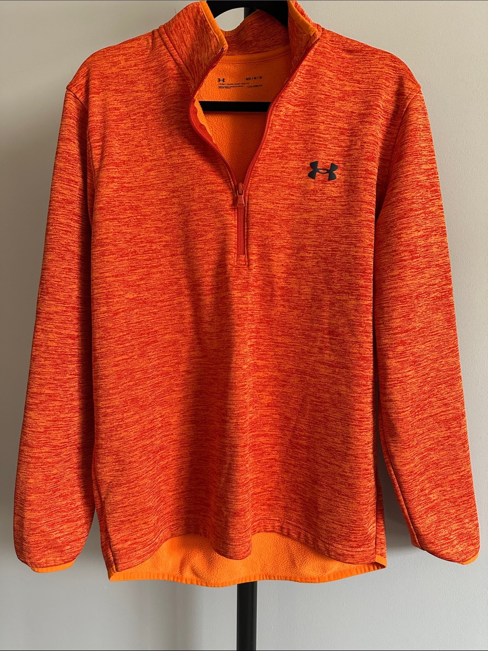 🧡 Under Armour Men's Heathered Bright Orange Half-Zip Pullover